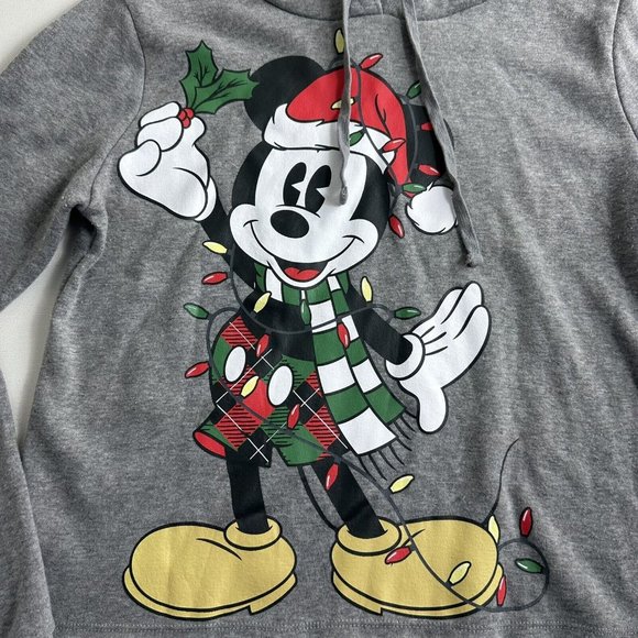 Disney Girl’s Sweatshirt Hoodie Micky Mouse Santa Christmas Long Sleeve Size‎ M - Picture 2 of 8